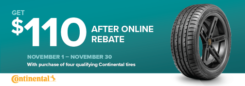 Continental 4 Tire, $110 Visa Prepaid Card -  11/1/2024 through 11/30/2024